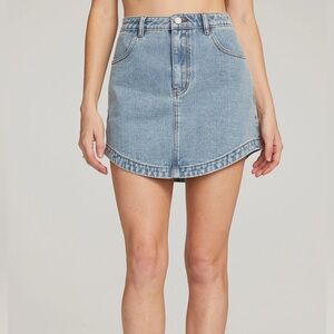 saltwater LUXE Light Blue Denim Mini Skirt